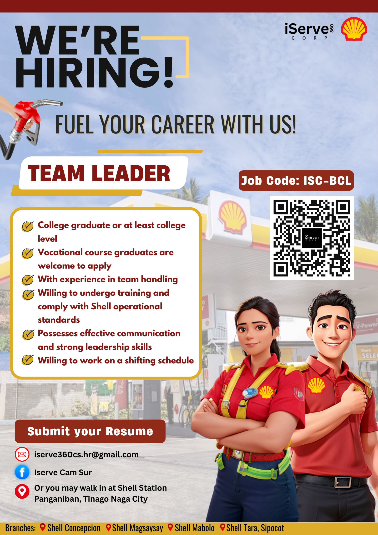 I-SERVE 360 CORPORATION is urgently hiring in Shell Naga City!!